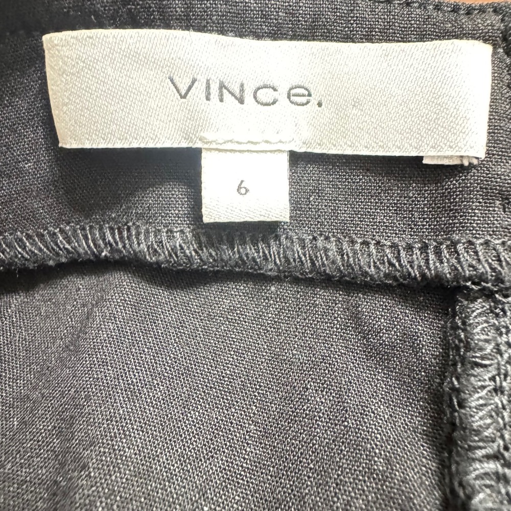 Vince Tank Top 6 Black Excellent Wide Strap Cropped Linen Shell V571212139 - Picture 7 of 10